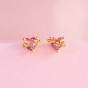 Aretes de corazon rosa Alala