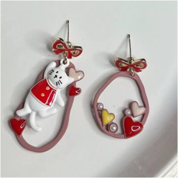 Aretes de Gatito con Corazones